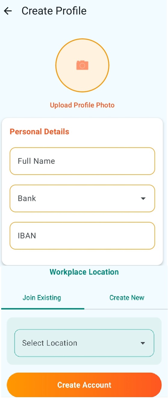 TipsApp Create Profile Screen